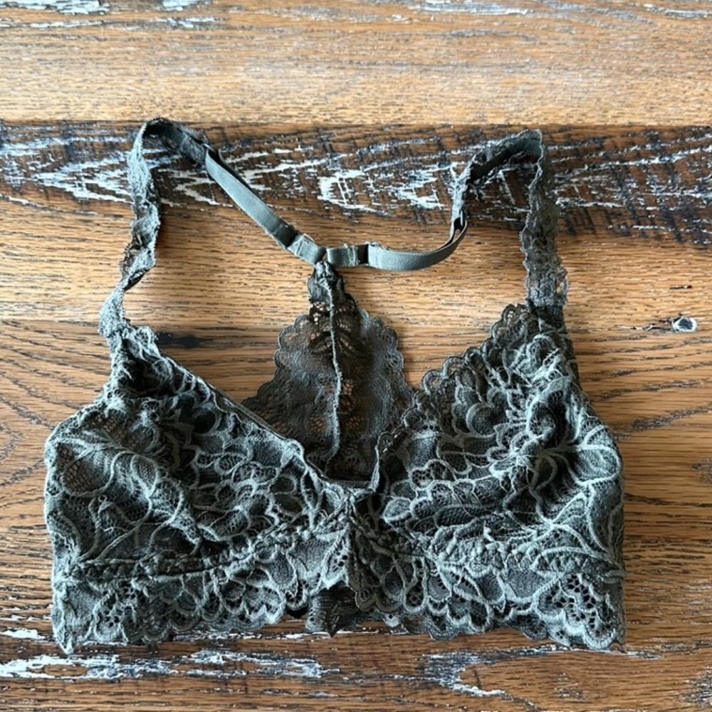 Xhilaration Army Green Lace Bralette Size XSmall